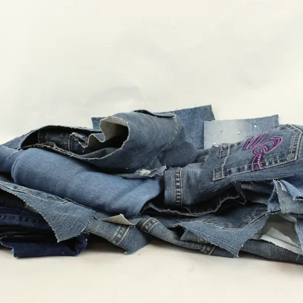 6+ Lbs Jean Denim Scraps Light, Medium, and Dark Blue Wash