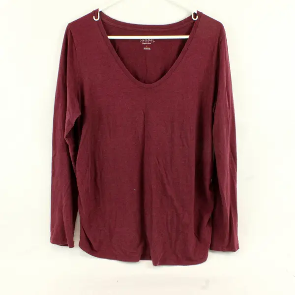 Isabel Maternity by Ingrid & Isabel Maroon Scoop Neck LS Shirt Size L