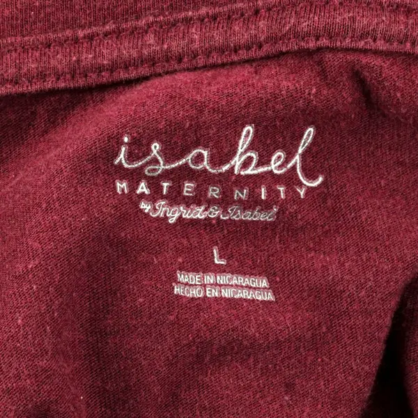 Isabel Maternity by Ingrid & Isabel Maroon Scoop Neck LS Shirt Size L