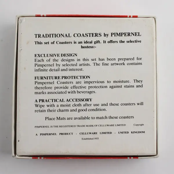 Set of 5 Pimpernel Cork Back Coasters In Box Meadow Flowers, England 