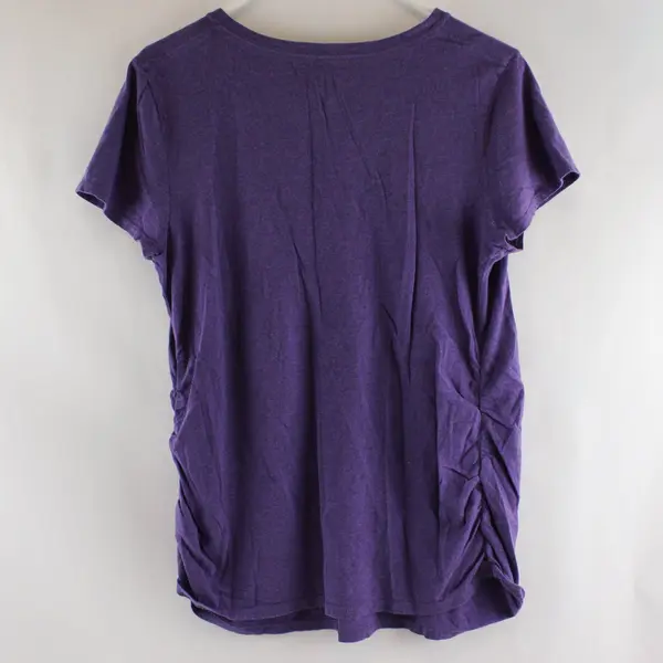 Isabel Maternity by Ingrid & Isabel Purple V-Neck Short Sleeve Shirt Size L