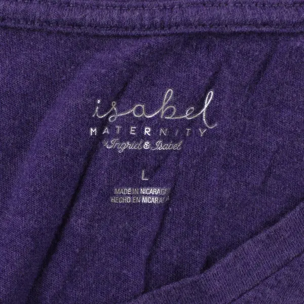 Isabel Maternity by Ingrid & Isabel Purple V-Neck Short Sleeve Shirt Size L