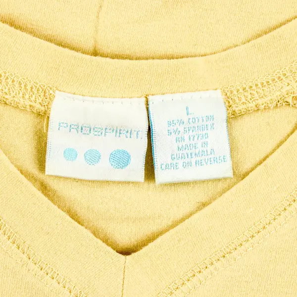 Prospirit  Women's Pastel Yellow Short Sleeve V-Neck T-Shirt Size L 