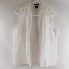 Autograph New York White Eyelet Sleeveless Button Up Shirt Women's XL