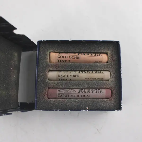 Winsor & Newton Artists Soft Pastels 3ct Box Gold Ochre Raw Umber Caput Mortuum