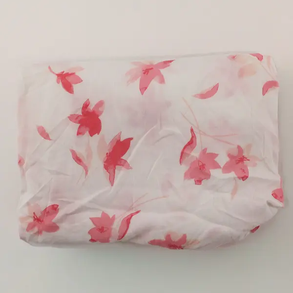 GAP Sheer White and Pink Floral Short Cap Sleeve V-Neck Blouse Women's Size L