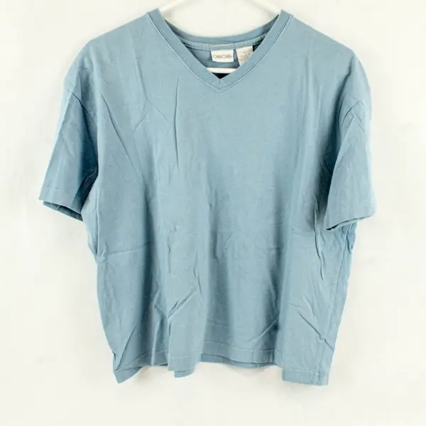 Cherokee Women's Light Blue Short Sleeve 100% Cotton Knit T-Shirt Large