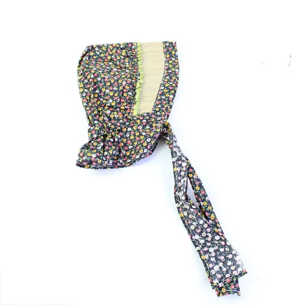 Handmade Floral Pattern Woven Straw Brim Prairie Style Women's Bonnet One Size