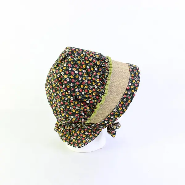 Handmade Floral Pattern Woven Straw Brim Prairie Style Women's Bonnet One Size