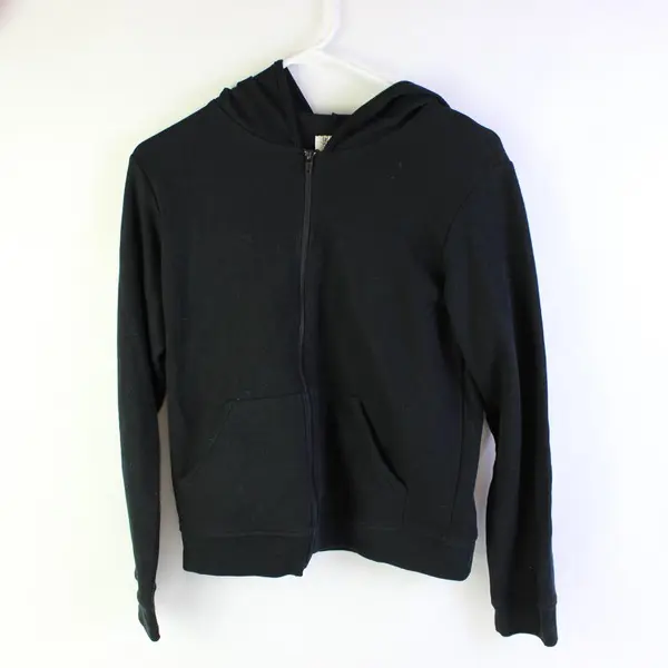 Jason Maxwell Black Ribbed Zip-Up Hoodie Women's Small