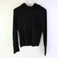 Heirloom Collectibles Black Ribbed Zip-Up Hoodie Women's Medium