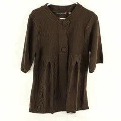 Allison Brittney Brown Half-Sleeve Button-Front Cardigan Women's Large
