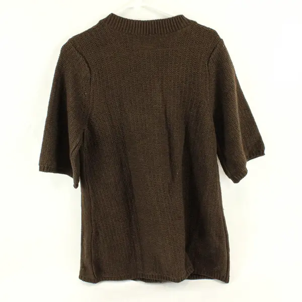 Allison Brittney Brown Half-Sleeve Button-Front Cardigan Women's Large