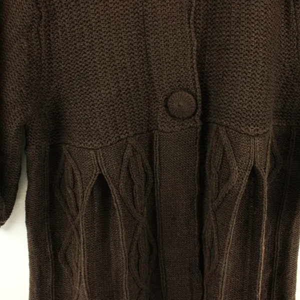 Allison Brittney Brown Half-Sleeve Button-Front Cardigan Women's Large