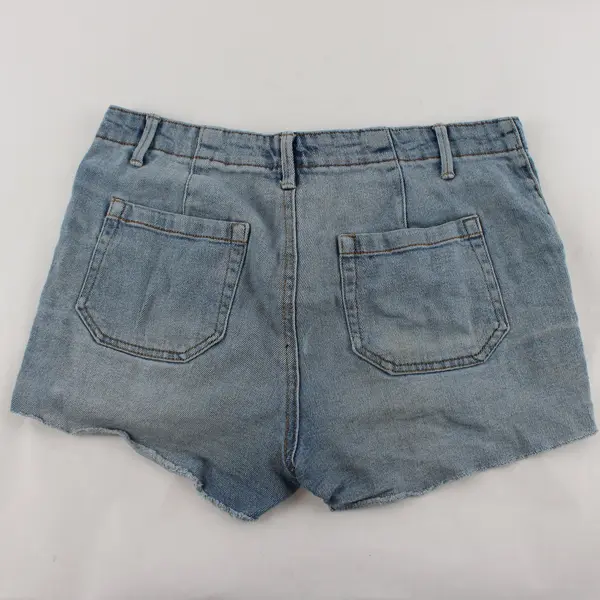 Knox Rose Women's Blue Medium Wash Denim Cut-Off Shorts Geometric Trim Size 8