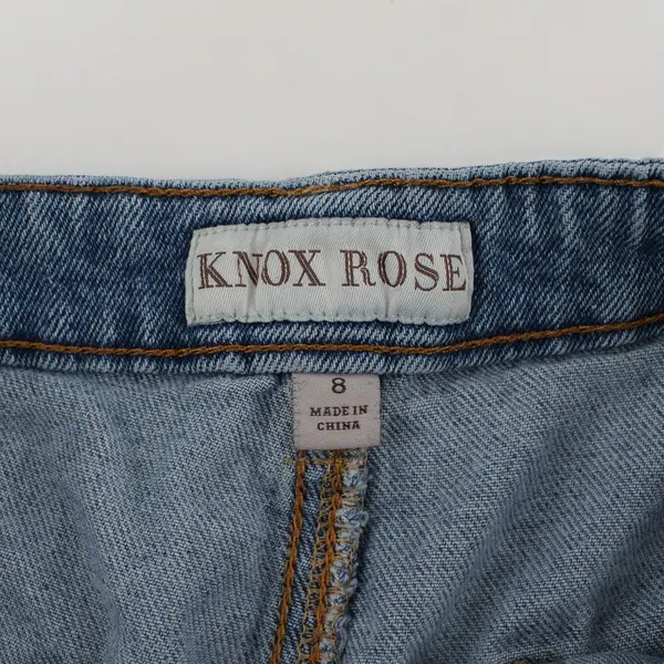 Knox Rose Women's Blue Medium Wash Denim Cut-Off Shorts Geometric Trim Size 8
