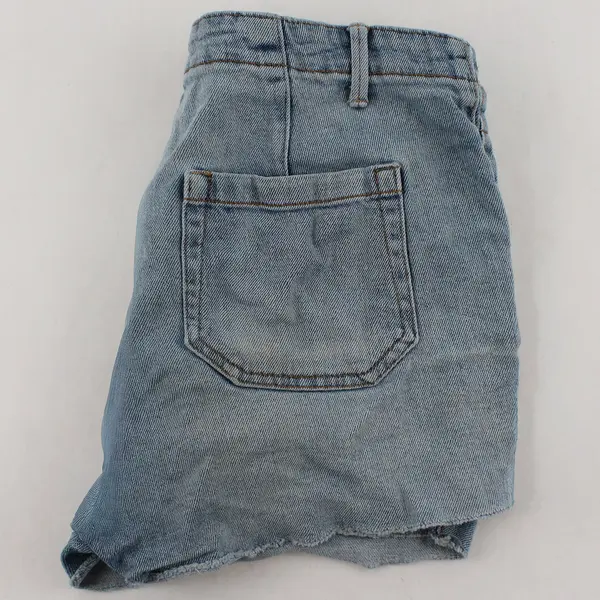 Knox Rose Women's Blue Medium Wash Denim Cut-Off Shorts Geometric Trim Size 8