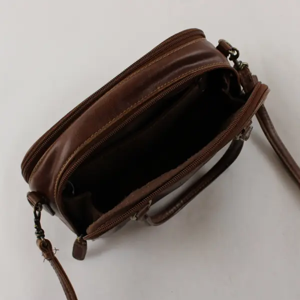 Vintage Style Rosetti Brown Mini Barrel Handbag with Removable Crossbody Strap