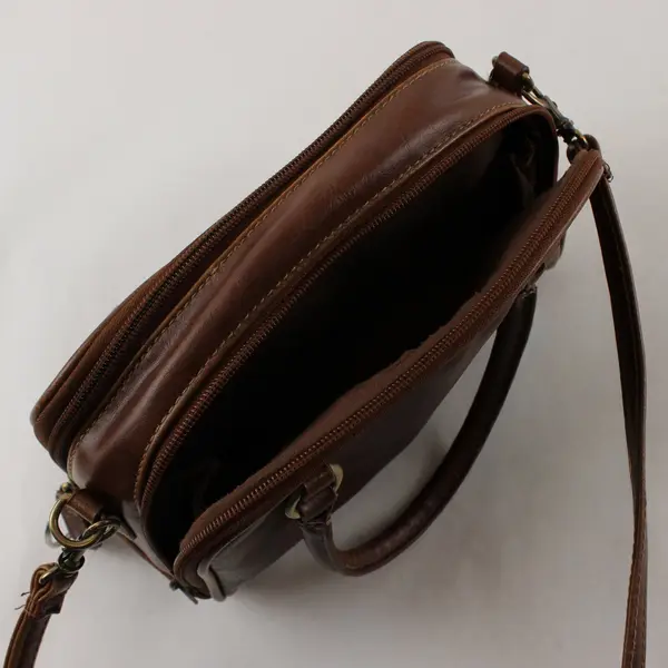 Vintage Style Rosetti Brown Mini Barrel Handbag with Removable Crossbody Strap