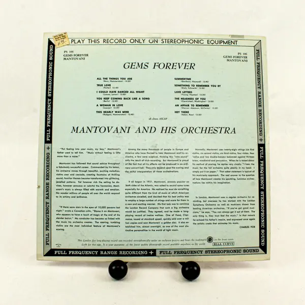 Mantovani Gems Forever 12" LP London Records Vinyl