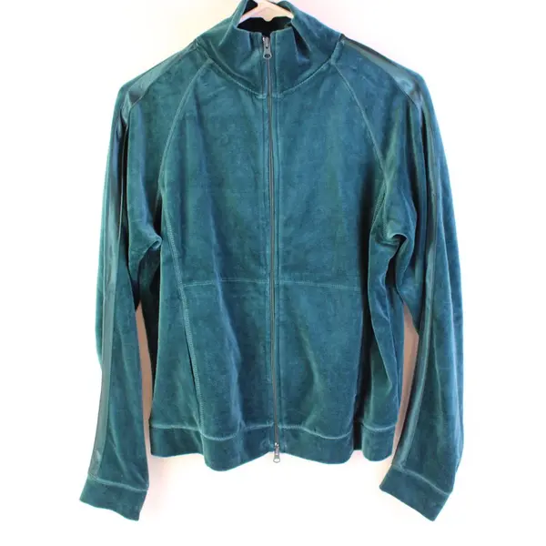 New York Laundry Teal Velour Zip-Up Track Jacket Women's Large