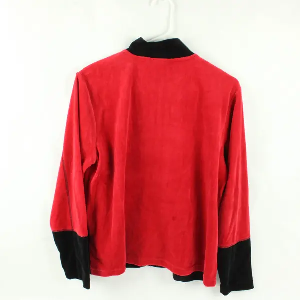 Erika Red and Black Velour Zip-Up Track Jacket Women's PL