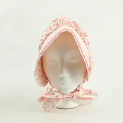 VTG Handmade Pink and White Floral Women's Prairie Style Bonnet One Size