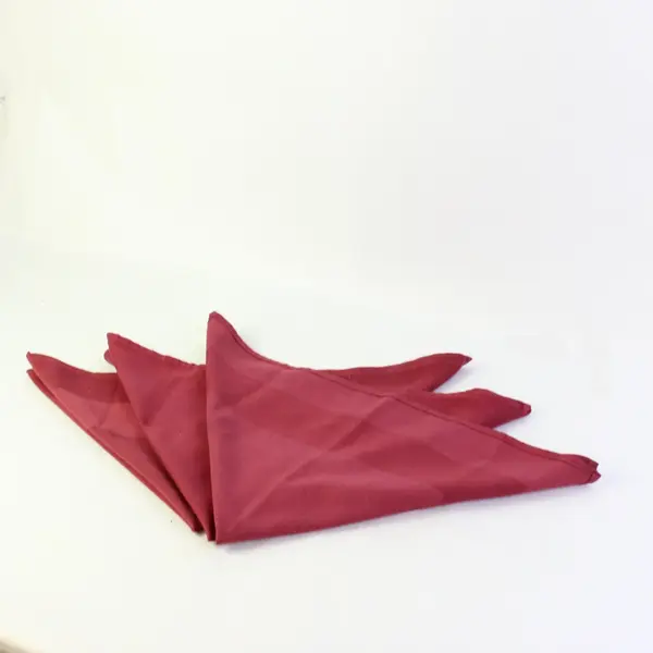 Lot of 3 Burgundy Cloth Linen Napkins 10 x 5.5 in Pre-Owned