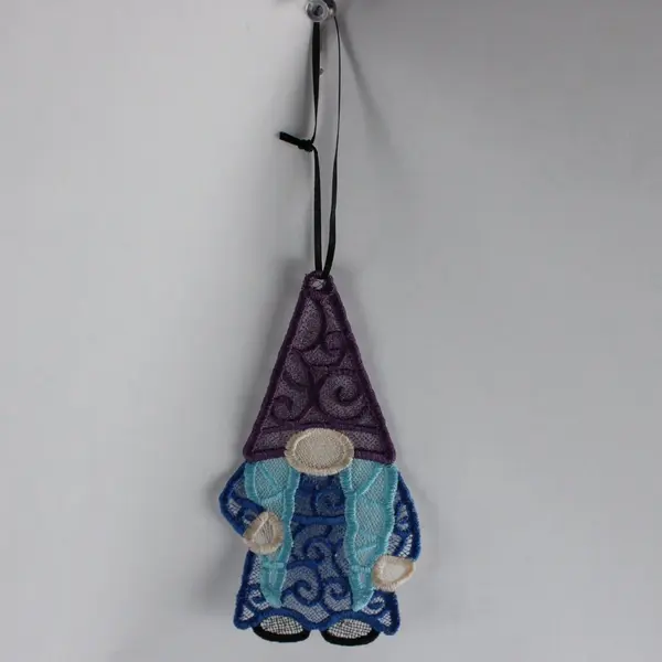 Lot of 6 Fabric Whimsical Gnomes Hanging Decorations 7" Tall 