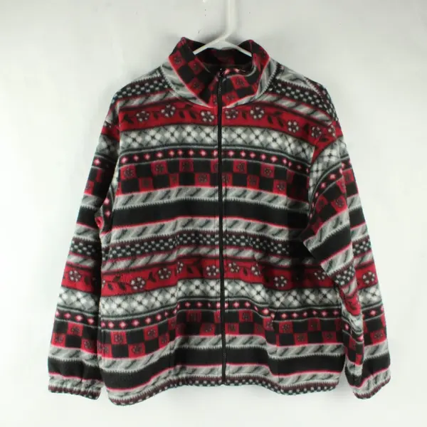 Alfred Dunner Women's Petite PM Multicolor Fleece Zip-Up Jacket