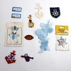 Lot of 11 Vintage Iron-On Embroidered Patches Assorted Mixed Lot