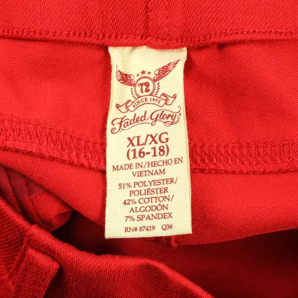 Faded Glory Red Pull-On Cropped Pants Women's XL 16-18