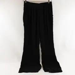 Women's Black Linen Flowy Wide Leg Pull On Pants Size M Coastal Boho