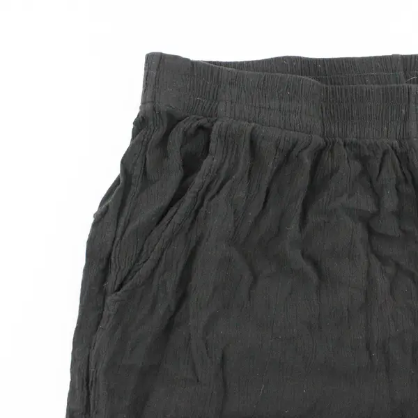 Women's Black Linen Flowy Wide Leg Pull On Pants Size M Coastal Boho