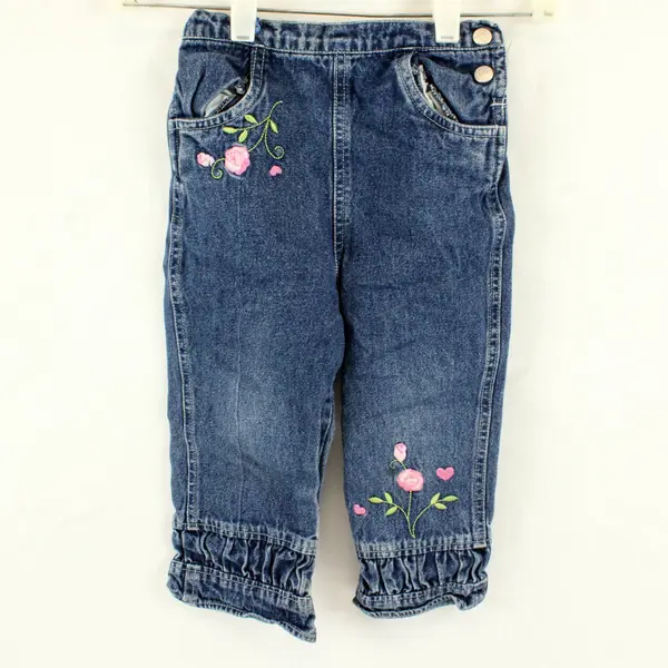 Children's Apparel Network Blue Denim Floral Embroidered Jeans 24M
