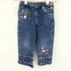 Children's Apparel Network Blue Denim Floral Embroidered Jeans 24M