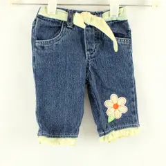 Children's Apparel Network Yellow Floral Applique Denim Jeans Baby Girl's 18M