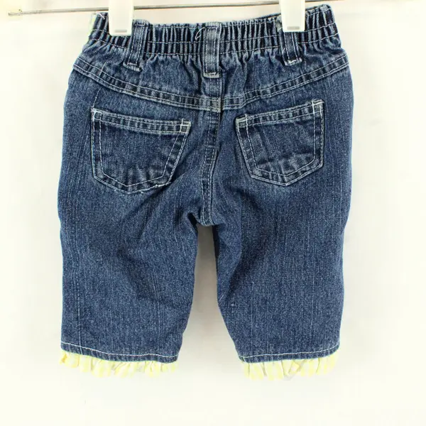 Children's Apparel Network Yellow Floral Applique Denim Jeans Baby Girl's 18M