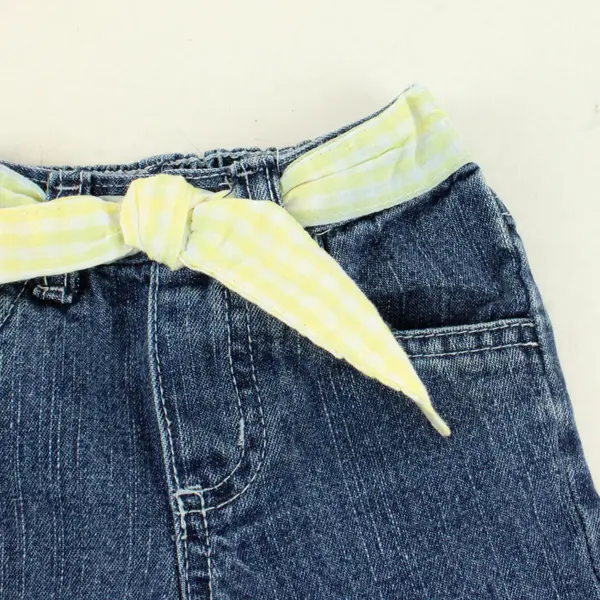 Children's Apparel Network Yellow Floral Applique Denim Jeans Baby Girl's 18M