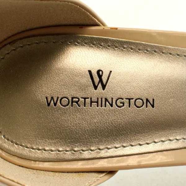 Worthington Beige Faux Leather Open-Toe Heels Women's U.S. Size 11