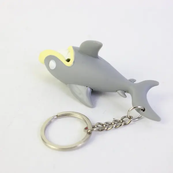 Shark LED Light & Sound Keychain Grey 