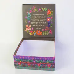 Natural Life Inspirational Decorative Box Black Floral Quote