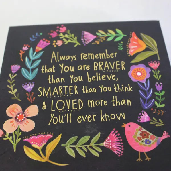 Natural Life Inspirational Decorative Box Black Floral Quote