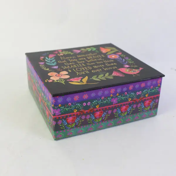 Natural Life Inspirational Decorative Box Black Floral Quote
