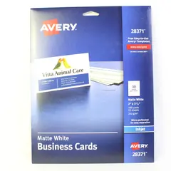 Avery 28371 Matte White Business Cards 2 x 3.5 100 Cards New