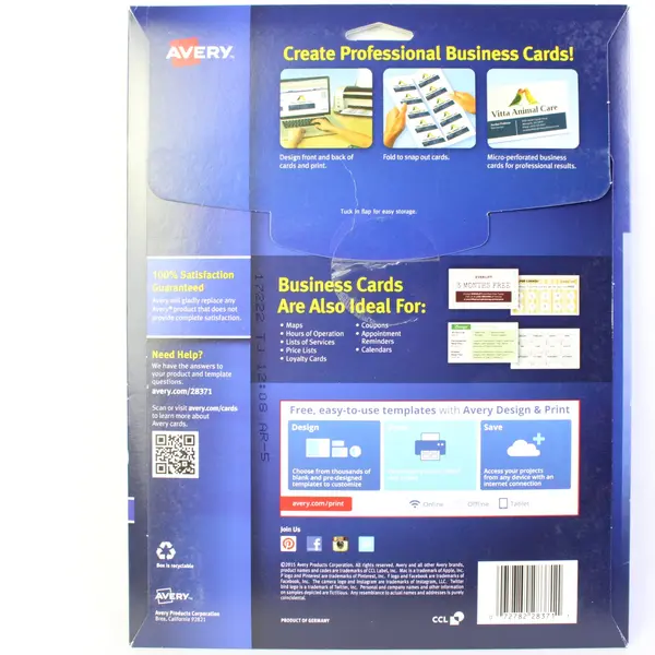Avery 28371 Matte White Business Cards 2 x 3.5 100 Cards New