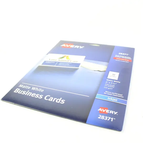 Avery 28371 Matte White Business Cards 2 x 3.5 100 Cards New