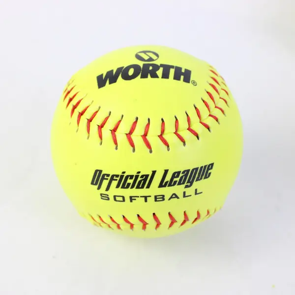 Lot of 3 Worth Neon Yellow Official League Softballs w Mesh Bag