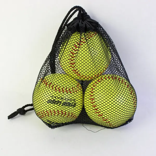 Lot of 3 Worth Neon Yellow Official League Softballs w Mesh Bag