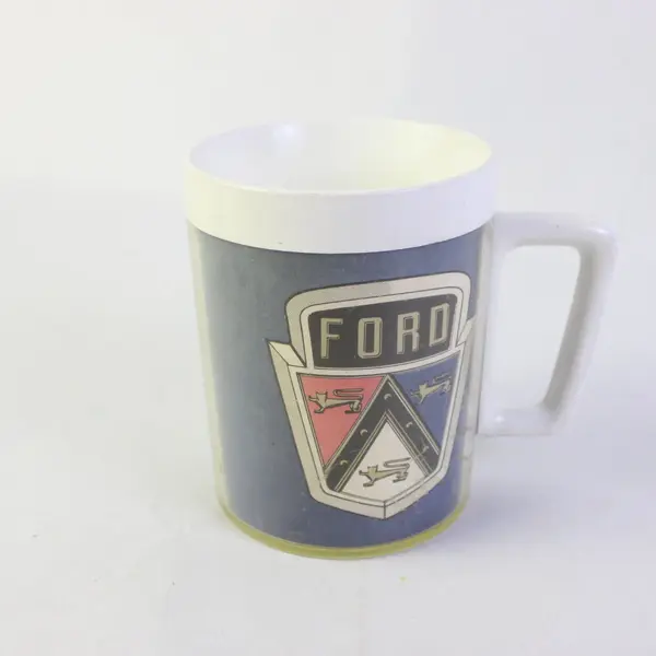 Vintage Ford Motor Company 1950s Crest Logo Insulated Plastic Coffee Mug